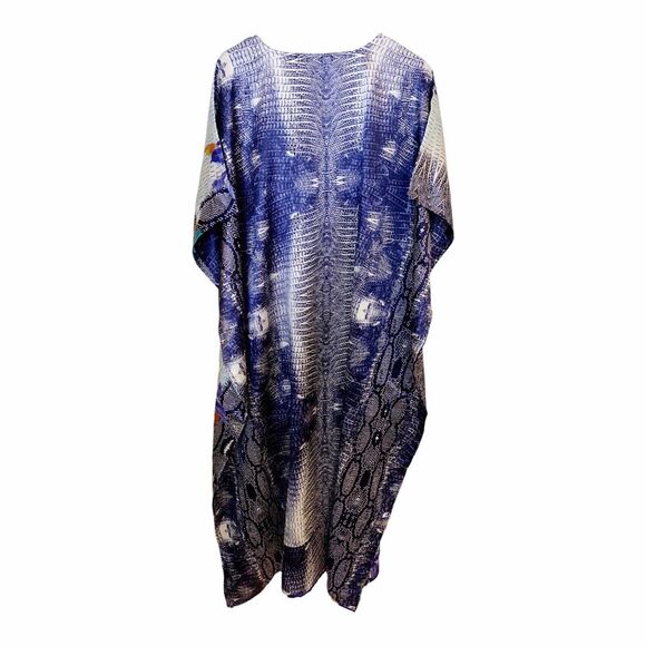 Gold Coast floral snake print poly silk kaftan tunic dress womens one size NWT - Picture 5 of 7